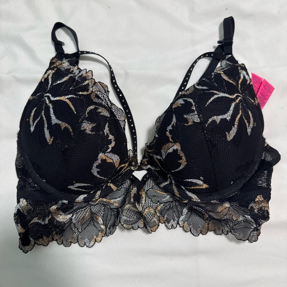 La SENZA Beyond Sexy Black and Gold Floral Lace Bra